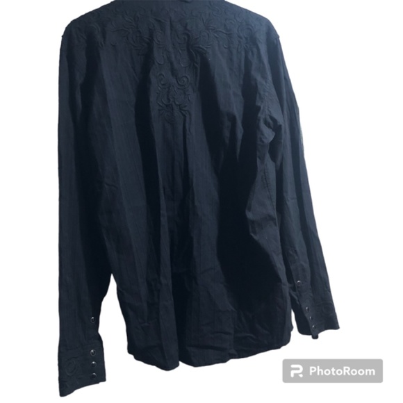 Western Rodeo Black Shirt Panhandle Slim L Mens - Picture 2 of 10